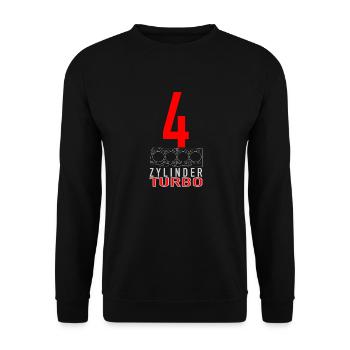 4 Zylinder Turbo - Unisex Pullover - Schwarz - Vorne - Alina (178cm) & Michal (187cm)