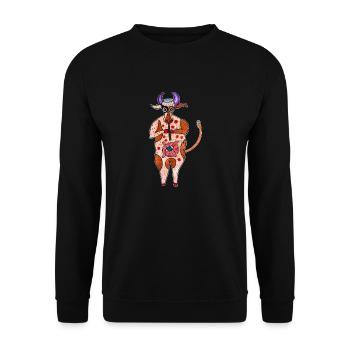 Happy cow. Funny cow. Live cow. Ua art - Unisex Sweatshirt - black - Front - Alina (178cm) & Michal (187cm)