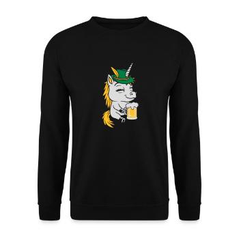 Party Einhorn Bier trinken - Unisex Pullover - Schwarz - Vorne - Alina (178cm) & Michal (187cm)