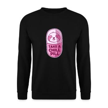 Take A Chill Pill Faultier Sloth Kawaii - Unisex Pullover - Schwarz - Vorne - Alina (178cm) & Michal (187cm)