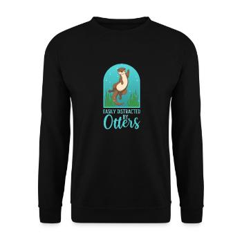 Abgelenkt von Otters ironischem Sprichwort: - Unisex Pullover - Schwarz - Vorne - Alina (178cm) & Michal (187cm)