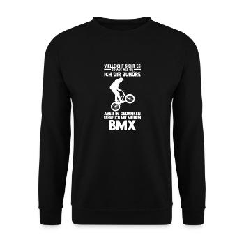 Fahrrad BMX - Unisex Pullover - Schwarz - Vorne - Alina (178cm) & Michal (187cm)
