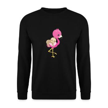 Cute Sloth Flamingo - Unisex Sweatshirt - black - Front - Alina (178cm) & Michal (187cm)