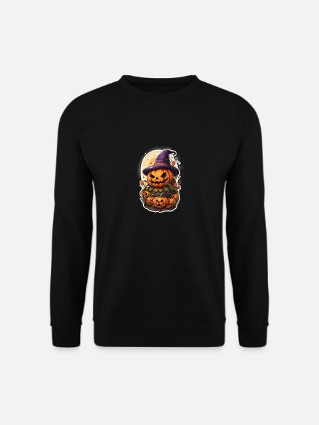 Halloween Mond Kürbis Zauberer Gruselig Hexe - Unisex Pullover - Schwarz