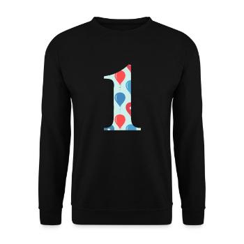 Ballon zum 1. Jubiläum - Unisex Pullover - Schwarz - Vorne - Alina (178cm) & Michal (187cm)