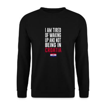 Kroatien kroatische Flagge Spruch - Unisex Pullover - Schwarz - Vorne - Alina (178cm) & Michal (187cm)