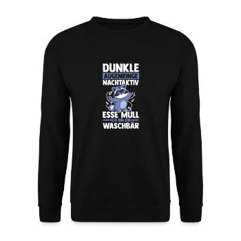 Waschbär - Unisex Pullover - Schwarz - Vorne - Alina (178cm) & Michal (187cm)
