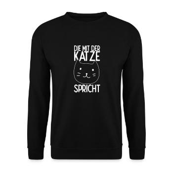 Katze Kätzchen Kater Fellnase Katzenfan Cat Katzen - Unisex Pullover - Schwarz - Vorne - Alina (178cm) & Michal (187cm)