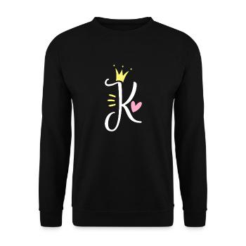 Letter K Initial Letter Crown - Unisex Sweatshirt - black - Front - Alina (178cm) & Michal (187cm)