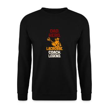Dad Hero Lacrosse Coach Legend Sports Dad Vintage - Unisex Sweatshirt - black - Front - Alina (178cm) & Michal (187cm)
