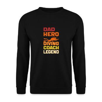 Dad Hero Diving Coach Legend Funny Diving Dad 2024 - Sweat-shirt Unisexe - noir - Devant - Alina (178cm) & Michal (187cm)
