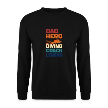 Dad Hero Diving Coach Legend Funny Diving Dad 2024 - Sweat-shirt Unisexe - noir - Devant - Alina (178cm) & Michal (187cm)