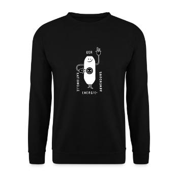 DDR Energie weiß - Unisex Pullover - Schwarz - Vorne - Alina (178cm) & Michal (187cm)