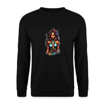 Afro Frau - Schönheit - Unisex Pullover - Schwarz - Vorne - Alina (178cm) & Michal (187cm)