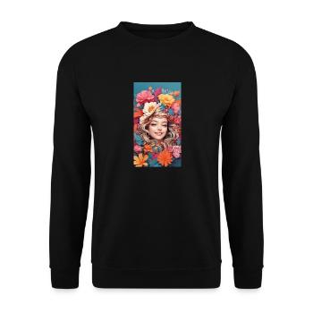 Flower Power Woman - Unisex Pullover - Schwarz - Vorne - Alina (178cm) & Michal (187cm)