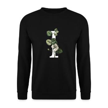 Buchstabe I Grüne Botanik - Unisex Pullover - Schwarz - Vorne - Alina (178cm) & Michal (187cm)