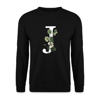 Letter J Green Botany - Unisex Sweatshirt - black - Front - Alina (178cm) & Michal (187cm)