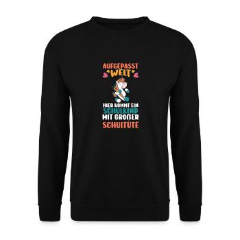 Licorne Sortie de la garderie Enfant de la rentrée scolaire Einsch - Sweat-shirt Unisexe - noir - Devant - Alina (178cm) & Michal (187cm)