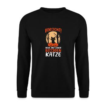 Chat Sorcière Halloween Costume Halloween - Sweat-shirt Unisexe - noir - Devant - Alina (178cm) & Michal (187cm)