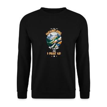 Die Berge rufen und ich muss gehen - Unisex Pullover - Schwarz - Vorne - Alina (178cm) & Michal (187cm)