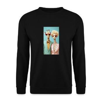Giraffenpaar - Unisex Pullover - Schwarz - Vorne - Alina (178cm) & Michal (187cm)