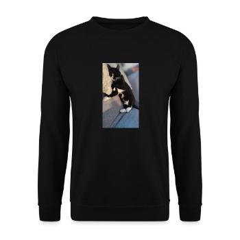 TUXEDO CAT SLEEPING - Unisex Sweatshirt - black - Front - Alina (178cm) & Michal (187cm)