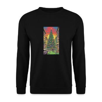 Festive Christmas tree in the town square - Unisex Sweatshirt - black - Front - Alina (178cm) & Michal (187cm)