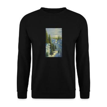 Winter sunset in a cozy village - Unisex Sweatshirt - black - Front - Alina (178cm) & Michal (187cm)