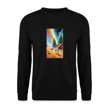 Astronauten erforschen fremde Landschaften - Unisex Pullover - Schwarz - Vorne - Alina (178cm) & Michal (187cm)