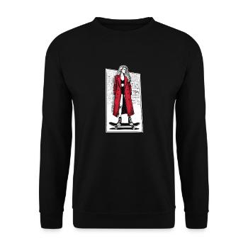 Mädchen auf Skateboard - Unisex Pullover - Schwarz - Vorne - Alina (178cm) & Michal (187cm)