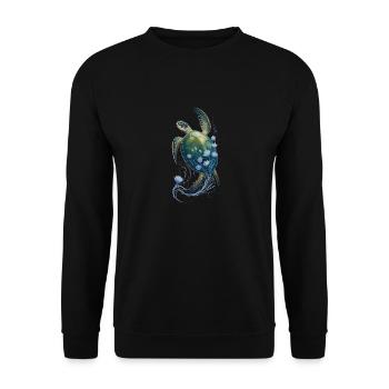 Sea Turtle: Floral Journey - Unisex Sweatshirt - black - Front - Alina (178cm) & Michal (187cm)