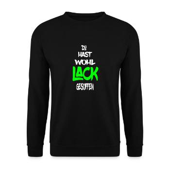 Lustiger Spruch Lack gesoffen , für den Lackierer - Unisex Pullover - Schwarz - Vorne - Alina (178cm) & Michal (187cm)