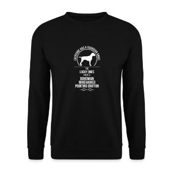 GRIFFON POINTANT À POIL DUR DE BOHÊME Gardien - Sweat-shirt Unisexe - noir - Devant - Alina (178cm) & Michal (187cm)