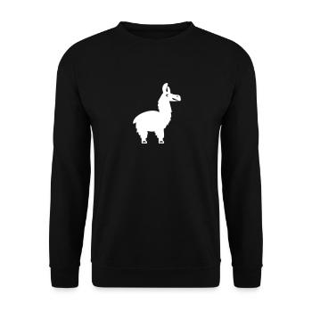 Lama Silhouette Alpaka Tierliebe Geschenkidee - Unisex Pullover - Schwarz - Vorne - Alina (178cm) & Michal (187cm)