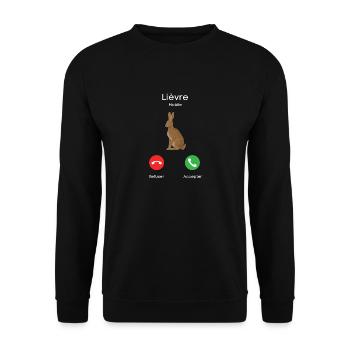 appel de lièvre - Sweat-shirt Unisexe - noir - Devant - Alina (178cm) & Michal (187cm)