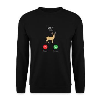 appel de cerf - Sweat-shirt Unisexe - noir - Devant - Alina (178cm) & Michal (187cm)