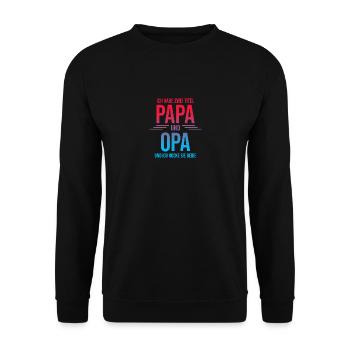 Ich habe zwei Titel Papa und Opa - Unisex Pullover - Schwarz - Vorne - Alina (178cm) & Michal (187cm)