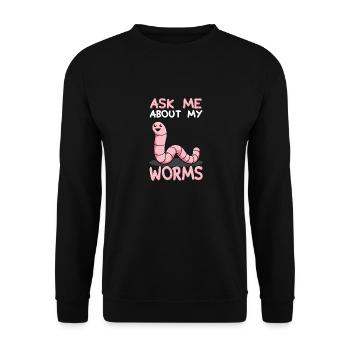 Ask Me About My Worms - Unisex Pullover - Schwarz - Vorne - Alina (178cm) & Michal (187cm)