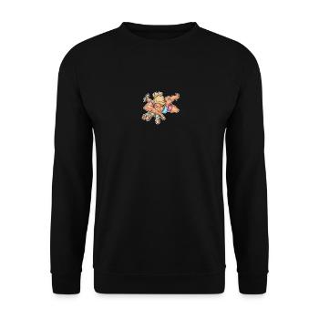 Klettermotiv - Weiblicher Kletterer - Unisex Pullover - Schwarz - Vorne - Alina (178cm) & Michal (187cm)