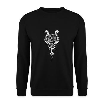 Wikinger Runen Symbol - Unisex Pullover - Schwarz - Vorne - Alina (178cm) & Michal (187cm)