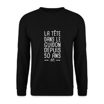 50 ans vélo tête dans le guidon anniversaire 50 - Sweat-shirt Unisexe - noir - Devant - Alina (178cm) & Michal (187cm)