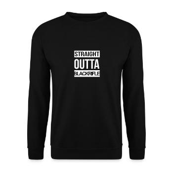 Straight Outta Blackrifle Fun & Gun Shirt - Unisex Pullover - Schwarz - Vorne - Alina (178cm) & Michal (187cm)