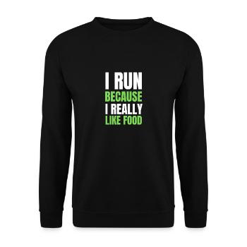 I run because I really like food Runner Gift - Unisex Sweatshirt - black - Front - Alina (178cm) & Michal (187cm)