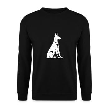 Schlichte Wachhund Dobermann Hunde Silhouette - Unisex Pullover - Schwarz - Vorne - Alina (178cm) & Michal (187cm)