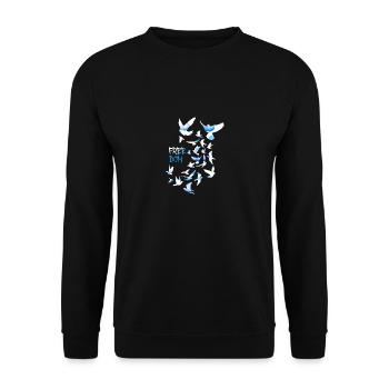 liberté,troupeau d’oiseaux,paix,liberté,sourds,nuages - Sweat-shirt Unisexe - noir - Devant - Alina (178cm) & Michal (187cm)