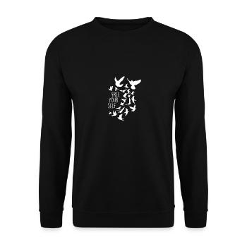pigeons,birds,flocks of birds,colorful,graffiti,free - Unisex Sweatshirt - black - Front - Alina (178cm) & Michal (187cm)