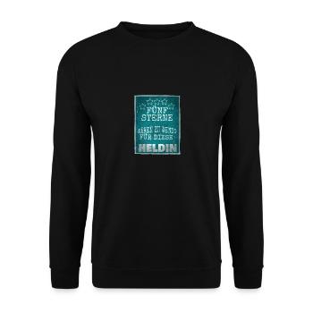 Fünf Sterne für Heldin - Unisex Pullover - Schwarz - Vorne - Alina (178cm) & Michal (187cm)