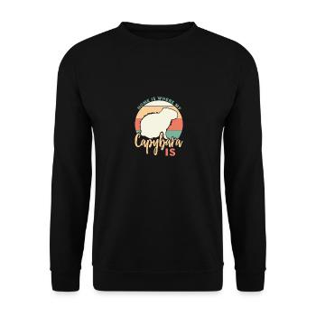 Capibara motif for Capibara owners - Unisex Sweatshirt - black - Front - Alina (178cm) & Michal (187cm)