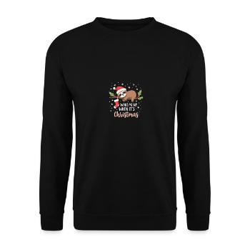 Réveille-moi quand Noël est doux paresseux - Sweat-shirt Unisexe - noir - Devant - Alina (178cm) & Michal (187cm)