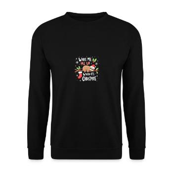 Süßes Faultier- Weck mich auf wenn Weihnachten ist - Unisex Pullover - Schwarz - Vorne - Alina (178cm) & Michal (187cm)